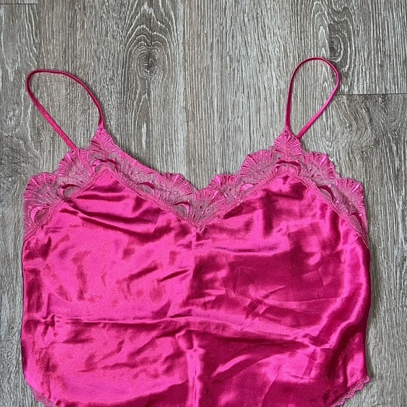 Vintage gold label Victoria's Secret hot Pink Chemise Satin teddy bodysuit - Picture 3 of 11